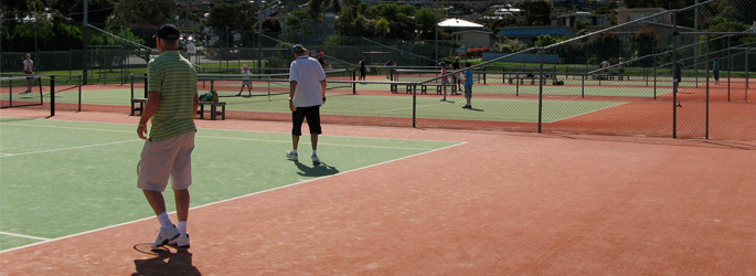 Sunshine Tennis Club members enjoying a sunny day on the courts